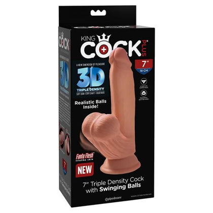 King Cock Plus 7-Inch Triple Density Swinging Balls Tan Realistic Dildo for Enhanced Pleasure - Adult Naughty Store