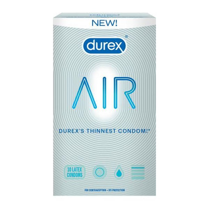 Durex Air Ultra Thin Condoms - Model X10 - Male - Pleasure for Him and Her - Transparent