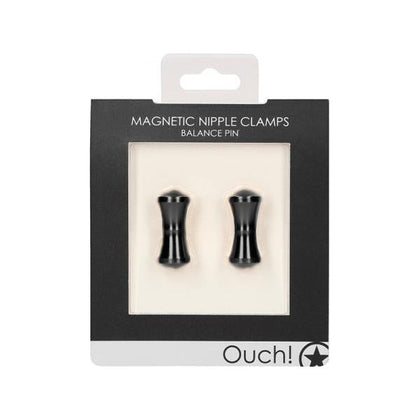 Introducing the Exquisite Ouch Magnetic Nipple Clamps - Balance Pin - Black: A Sensational Pleasure Enhancer for All Genders!