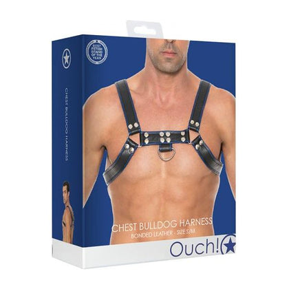 Bulldog Bonded Leather Chest Harness - S-M - Blue - Unisex - BDSM - Ouch Chest Harness Model 123