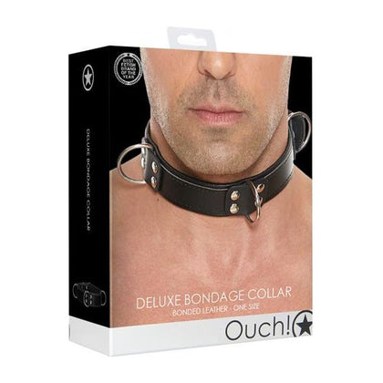 Ouch Deluxe Bondage Collar - Heavy-Duty Harness for Intense BDSM Play - Model X1 - Unisex - Neck and Chest Restraint - Black