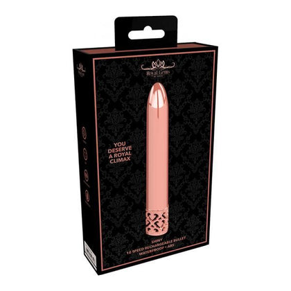 Royal Gems Shiny ABS Rechargeable Bullet Vibrator - Model RG-001 - Unisex - Internal and External Stimulation - Rose Gold - Adult Naughty Store