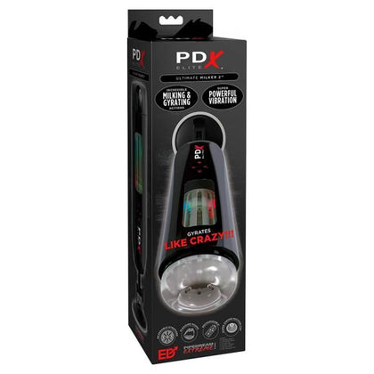 PDX Elite Ultimate Milker 2 - Revolutionary Vibrating Masturbation Device for Men - Advanced Gyratory Stimulation - Model 2 - Black-Clear