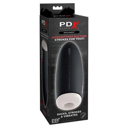 PDX Elite Fap-o-matic Stroker - The Ultimate Hands-Free Intermittent Suction Male Masturbator for Explosive Pleasure - Model FOM-100 - Designed for Men - Thrusting and Suction Technology - White-Black
