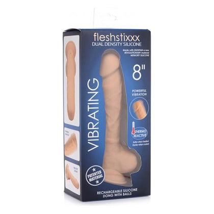 Fleshstixxx Vibrating Rechargeable Dong 8 In. - The Ultimate Bendable Silicone Dildo for Intense Pleasure - Model FSX-8T - Unisex - Dual Stimulation - Tan - Adult Naughty Store