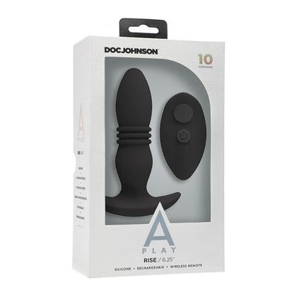 A-Play RISE AR-01 Rechargeable Silicone Anal Plug With Remote - Premium Vibrating and Thrusting Anal Pleasure for All Genders - Black - Adult Naughty Store