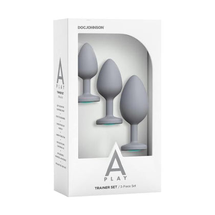 A-Play 3-Piece Trainer Set Gray - Silicone Spade Butt Plugs for Anal Play - Model XYZ - Unisex - Intense Pleasure - Gray