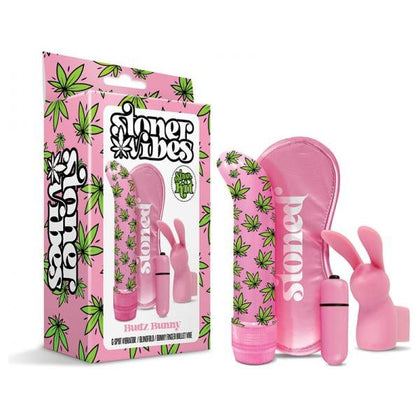 Stoner Vibes Budz Bunny 4-Piece Stash Kit - G-Spot Vibrator, Model BV-420, Women's Pleasure, Pink