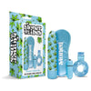 Stoner Vibes Kush and Smush Four-Piece Stash Kit: Powerful Multi-Speed Vibrator, Stretchy Ring, Bullet, and Stoned Blindfold - Blue - Adult Naughty Store