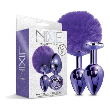 Introducing the NIXIE Metal Butt Plug Set: Luxurious Pleasure for All Genders, Exquisite Metallic Purple Delight!