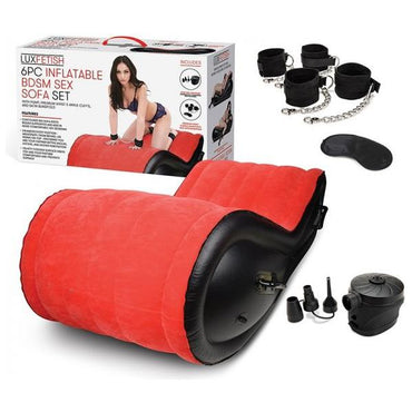 Lux Fetish 6-Piece Inflatable BDSM Sex Sofa Set - Versatile Bondage Furniture for Couples - Model LS-600 - Unisex - Pleasure Exploration - Red and Black
