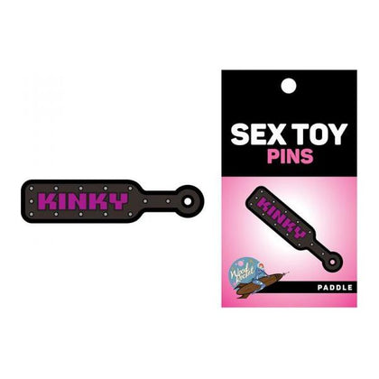 Wood Rocket Kinky Paddle Sex Toy Pin - Miniature Fetish BDSM Lapel Pin for All Genders - Black and Gold Enamel Design - Adult Naughty Store