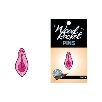 Wood Rocket Glittery Vulva Soft Enamel Lapel Pin - Sparkling Pink and White - Perfect Accessory for All Genders - Ideal for Hats, Clothes, Backpacks, and More! - Adult Naughty Store