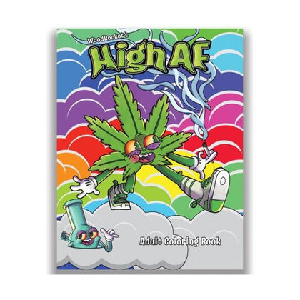 Wood Rocket High AF Psychedelic Cartoon Adult Coloring Book - Perfect Gift for Weed Smokers and Psychedelic Enthusiasts