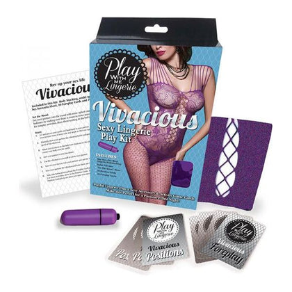 Vivacious Pleasure Play Kit: Play With Me Fishnet Stockings, Foreplay Cards, Position Cards, and Bullet Vibrator - Ultimate Intimacy Experience for Couples - Black - Adult Naughty Store