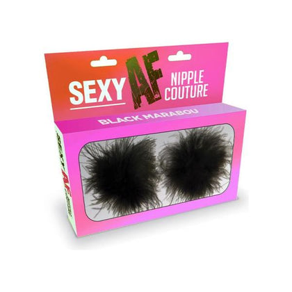 Sexy AF Nipple Couture Black Marabou Pasties - Reusable Silicone Adhesive Nipple Covers for Women - Sensual and Playful Intimate Wear - Model: NA-BCP1 - One Size Fits All - Adult Naughty Store