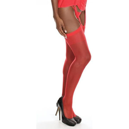 Coquette Sheer Thigh-High Stockings - Red OS, Sensual Elegance for Women, Alluring Charm for Intimate Moments