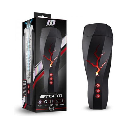 M For Men Storm Masturbator - Model S1: Ultimate Pleasure for Men - Intense Ribbed Texture - Vibrating and Suction Cup - Realistic Moans - Headphones Included - Black - Adult Naughty Store