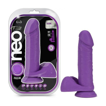 Neo Elite - 8-inch Silicone Dual-density Cock With Balls - Neon Purple