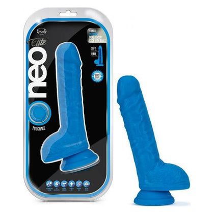Neo Elite 9-Inch Silicone Dual-Density Cock with Balls - Neon Blue: The Ultimate Pleasure Experience for All Genders