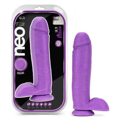 Introducing the Neo Elite 10-inch Silicone Dual-density Cock With Balls - Neon Purple: The Ultimate Pleasure Experience