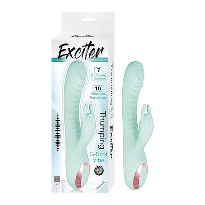 Exciter Thumping G-spot Vibe Aqua - Powerful Silicone Rechargeable G-spot Stimulator for Women in Aqua Blue