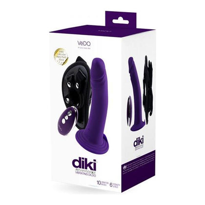 Vedo Diki Rechargeable Vibrating Dildo With Harness - Deep Purple