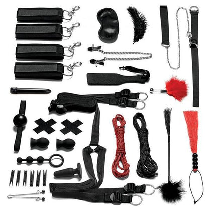 Everything You Need Bondage-In-A-Box 20-Piece Bedspreader Set - The Ultimate Kinky Play Kit for Adventurous Couples - Model BXB-20 - Unisex - Pleasure for All Areas - Sensual Black