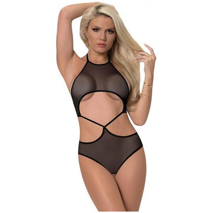 Exposed by Magic Silk Forever Mesh Crotchless Underboob Teddy With Split Back - Black S-M