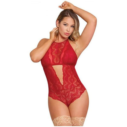 Magic Silk Red Queen Sugar & Spice High-Neck Teddy with Snap Crotch - Women's Erotic Lingerie, Exposed Collection, Model No. RS1002, Intimate Pleasure, One Size