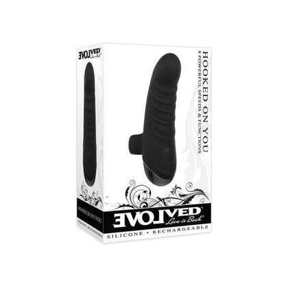 Evolved Hooked On You Rechargeable Silicone Finger Vibrator - Model HOU-8, Black - Adult Naughty Store