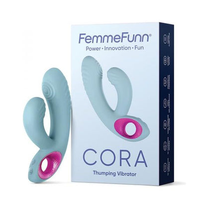 Femmefunn Cora Pulsating Vibrator Light Blue - Powerful Thumping and Vibrating Pleasure Toy for Women