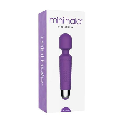 Introducing the Luxe Pleasure Co. Mini Halo 20x Silicone Amethyst Wireless Wand Vibrator - The Ultimate Compact Pleasure Device for All Genders and Mind-Blowing Stimulation in Amethyst Purple!