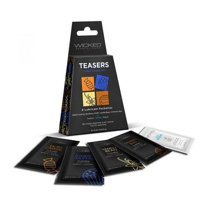 Wicked Teasers Coffee House Mix 3ml 9 Packs-Box - Sensational Pleasure Enhancer for All Genders - Salted Caramel, Blueberry, Vanilla, Cinnamon - Model: WTCHM3-9P - Adult Naughty Store