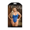 Tease Abby Bodysuit - Structured Elastic Detail, Thong-Cut Back, Snap Closure - Cobalt Blue 1X/2X Women's Lingerie - Adult Naughty Store