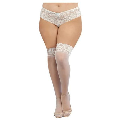 Dreamgirl Plus-size Sheer Thigh-high Stockings With Silicone Lace Top White Queen - Sensual Elegance for Curvy Goddesses