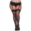 Dreamgirl Plus-size Fishnet Thigh-high Stockings with Lace Top Black Queen - Seductive Delights for Curvy Queens - Adult Naughty Store