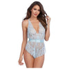 Dreamgirl Blue Lace Romper Lingerie - Model L1234 - Women's Open Back Eyelash Lace Trimmed Romper - Size Large - Adult Naughty Store