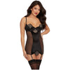 Dreamgirl Stretch Velvet Garter Slip - Sensual Elegance for Women - Model 0007 - Black - Size Small