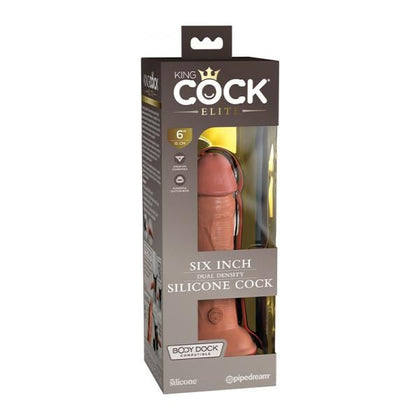 King Cock Elite Silicone Dual-density Dildo 6 In. - Realistic Penis Toy for Intense Pleasure - Model KCED-6T - Unisex - Tan