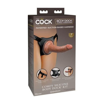 King Cock Elite Comfy Silicone Body Dock Kit - Strap-On Beginners Set with Dual-Density Silicone Dildo, Model #KCE-1001, for All Genders, Delivers Pleasure to the Pelvic Region, in Smooth Black Silicone