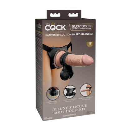 King Cock Elite Deluxe Silicone Body Dock Kit - Strap-On Play Set with Dual-Density Dildo, Swinging Balls, and Harness System for Enhanced Pleasure - Model KCEDBDK-001 - Unisex - Full Body Stimulation - Black