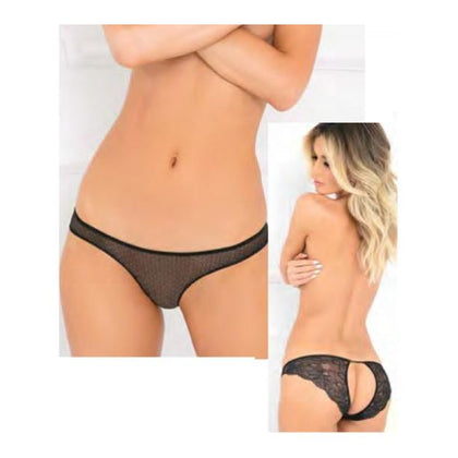 Pure NV Crotchless Panty Black M/L - Sensual Lace Lingerie for Women - Model: PNCB-ML - Enhance Your Intimate Moments with Unparalleled Comfort and Seduction - Adult Naughty Store