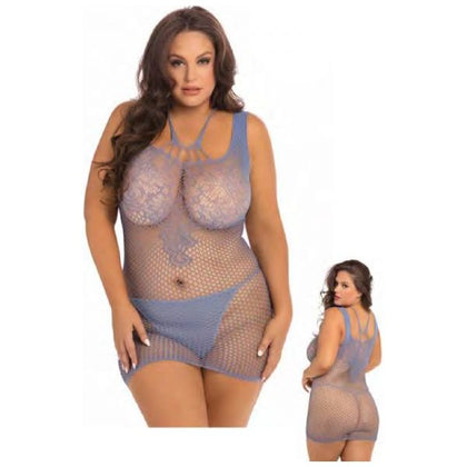 Blue Queen Absolutist Lace and Net Dress - Seductive Lingerie for Women - Model AQ-001 - Enhances Allure and Comfort - Size Options Available - Adult Naughty Store