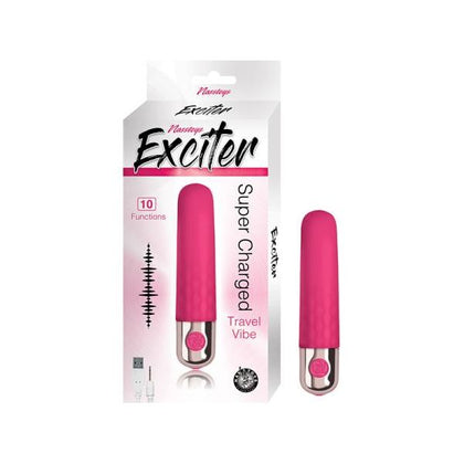 Exciter Travel Vibe Rechargeable Silicone Pink - Powerful 10 Function Waterproof Vibrator for Women's Pleasure - Adult Naughty Store