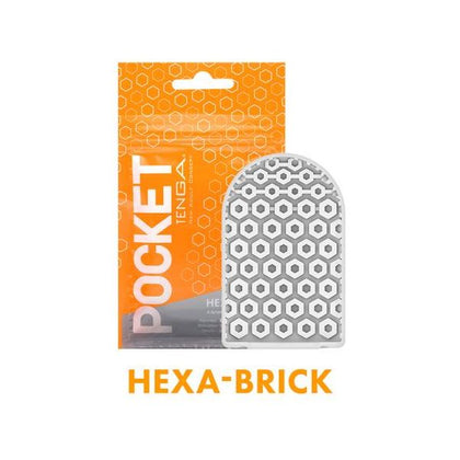 Tenga Pocket Masturbator Sleeve Hexa Brick - Compact Male Pleasure Toy for All Sizes, Intense Stimulation, Hexagonal Texture, Transparent - Adult Naughty Store