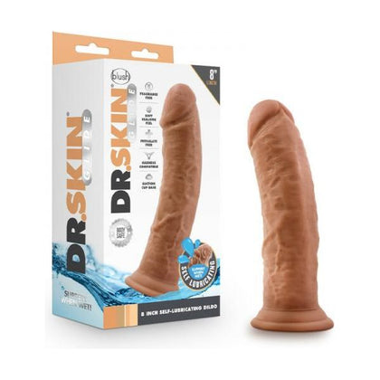 Dr. Skin Glide 8-Inch Self-Lubricating Dildo - Model SG-8 - Unisex Pleasure Toy for Intense Satisfaction - Mocha