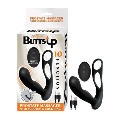 Introducing the Butts Up Prostate Massager With Scrotum & Cock Ring Black: The Ultimate Pleasure Experience for Men