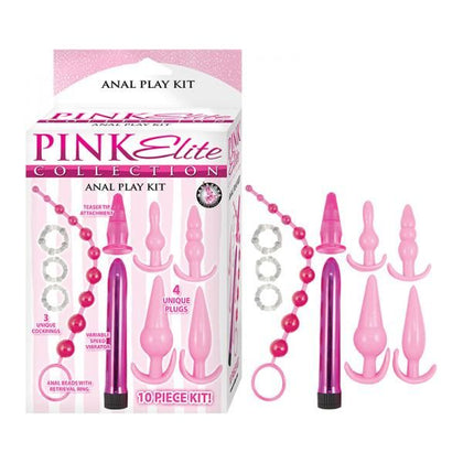 Pink Elite Collection Anal Play Kit - 10-Piece Waterproof Phthalate-Free Pleasure Set for all Genders - Model PEC-APK10 - Pink