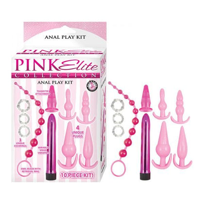 Pink Elite Collection Anal Play Kit - 10-Piece Waterproof Phthalate-Free Pleasure Set for all Genders - Model PEC-APK10 - Pink - Adult Naughty Store